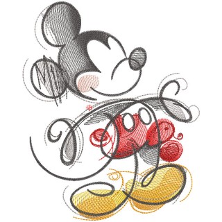 Mickey color drawings embroidery design - Embroidery Design