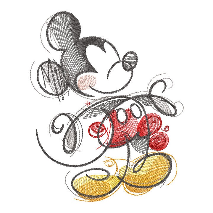 Mickey color drawings embroidery design - Embroidery Design