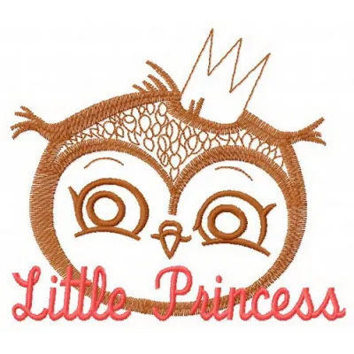 Owl princess 4 embroidery design featuring a regal owl with crown and detailed stitching pattern