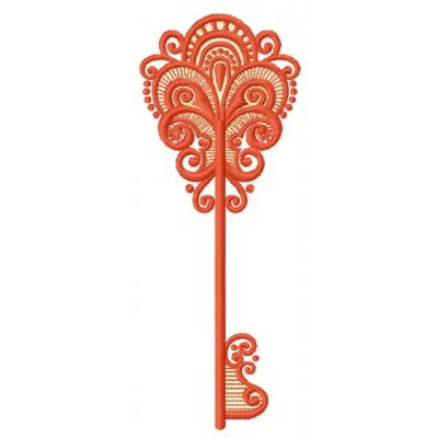 Tiffany key embroidery design preview showing detailed stitching pattern