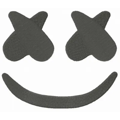 Marshmello smile embroidery design featuring the iconic DJ character's cheerful expression