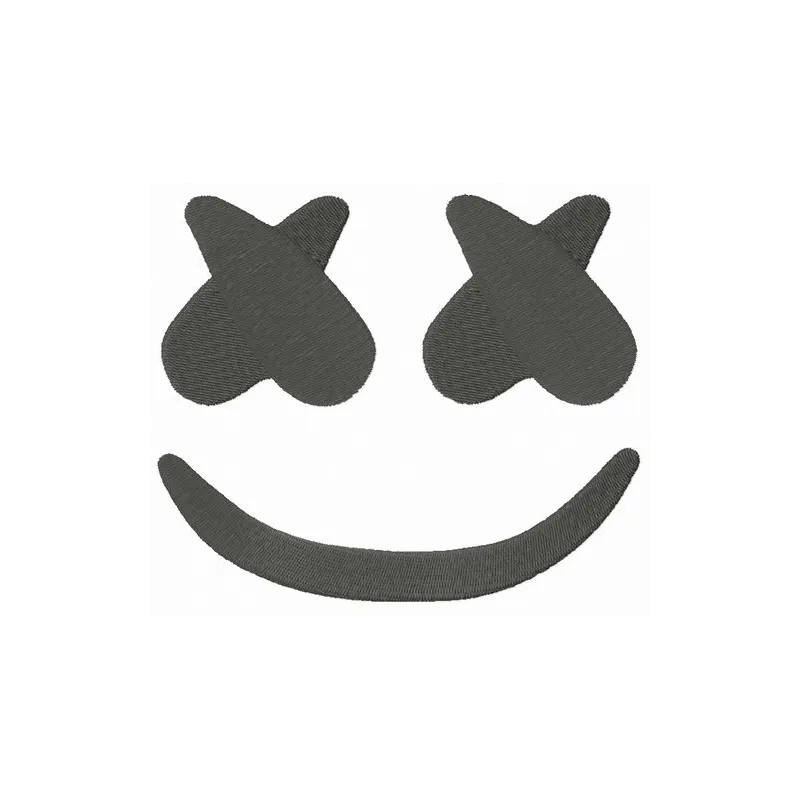 Marshmello smile embroidery design featuring the iconic DJ character's cheerful expression