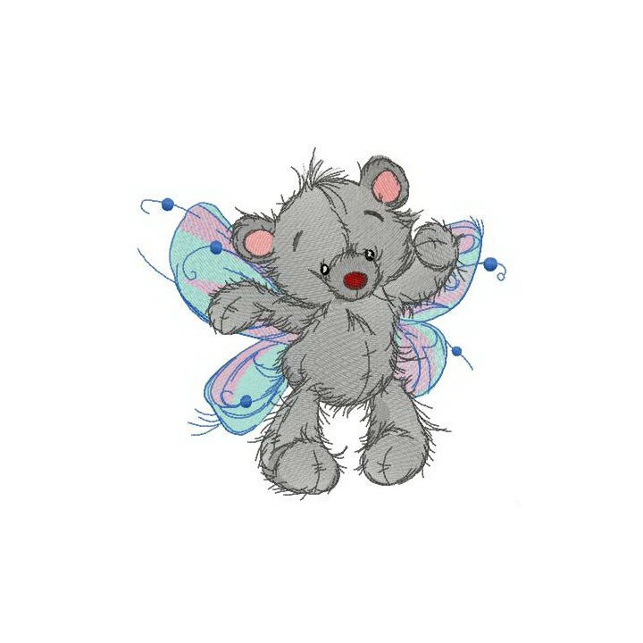 Adorable teddy fairy embroidery design - Embroidery Design