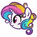Rainbow curls embroidery design featuring colorful swirling patterns in horse motif