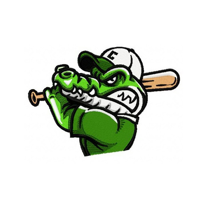 Crocodiles baseball mascot 2 embroidery design - Embroidery Design
