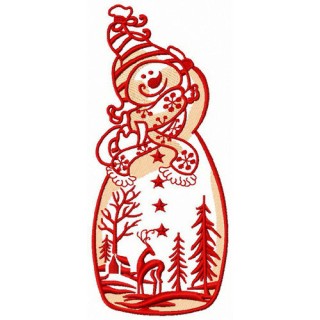 Extravagant snowman's fur coat embroidery design - Embroidery Design