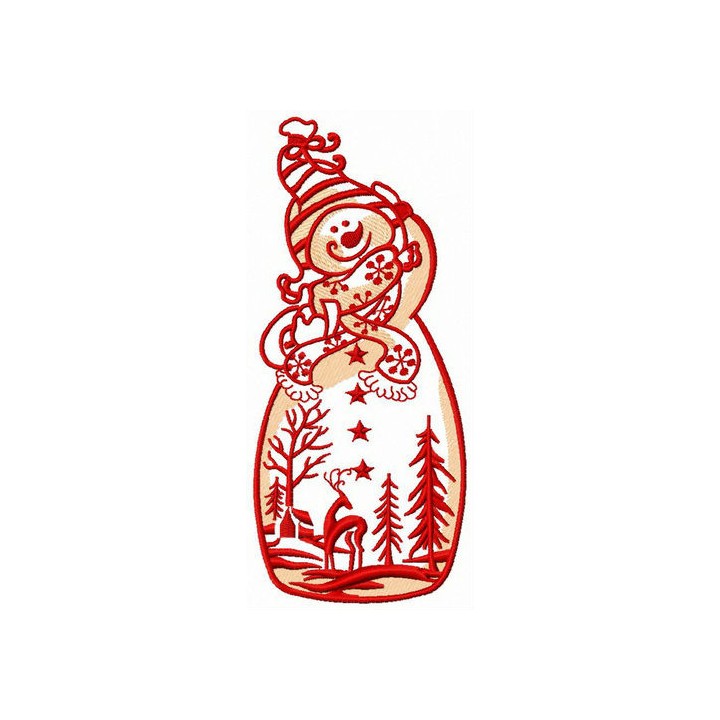 Extravagant snowman's fur coat embroidery design - Embroidery Design