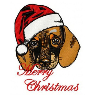 Christmas dachshund 4 embroidery design - Embroidery Design