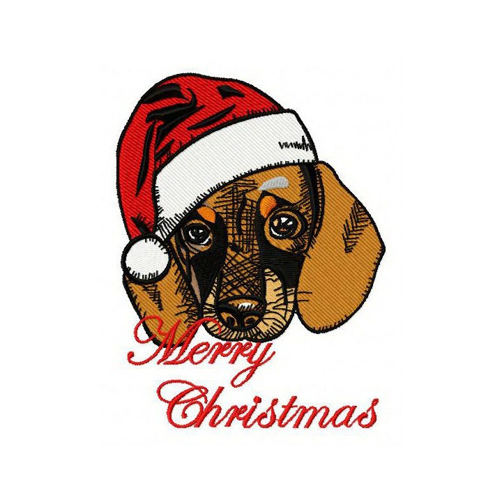 Christmas dachshund 4 embroidery design - Embroidery Design