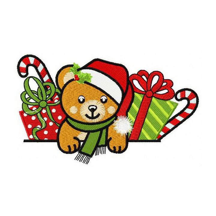 Christmas teddy bear 5 embroidery design - Embroidery Design