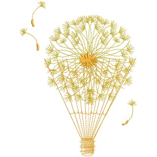 Dandelion hot air balloon embroidery design - Embroidery Design