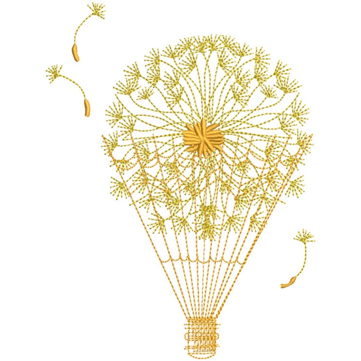 Dandelion hot air balloon embroidery design - Embroidery Design