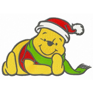 Winnie Pooh waiting for Xmas embroidery design - Embroidery Design