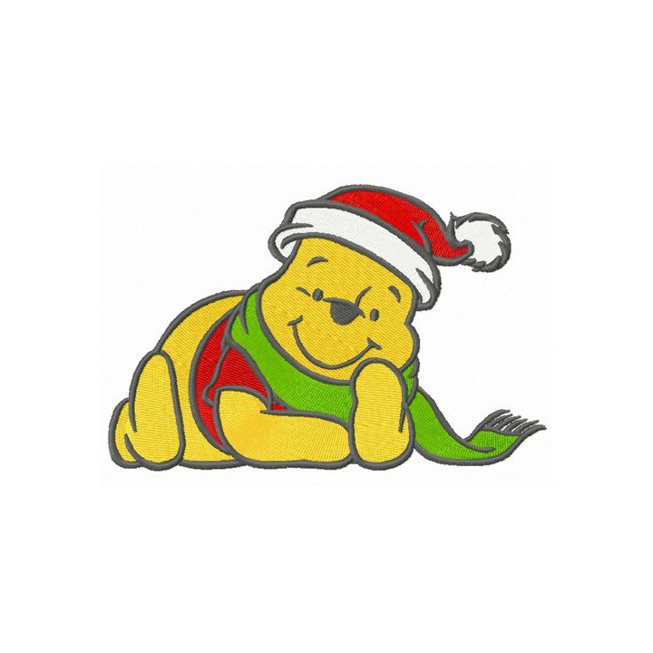 Winnie Pooh waiting for Xmas embroidery design - Embroidery Design