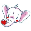 White elephant embroidery design with heart motif - digital stitching pattern