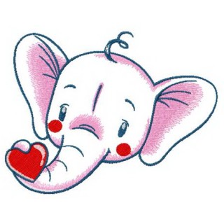 White elephant with heart embroidery design - Embroidery Design