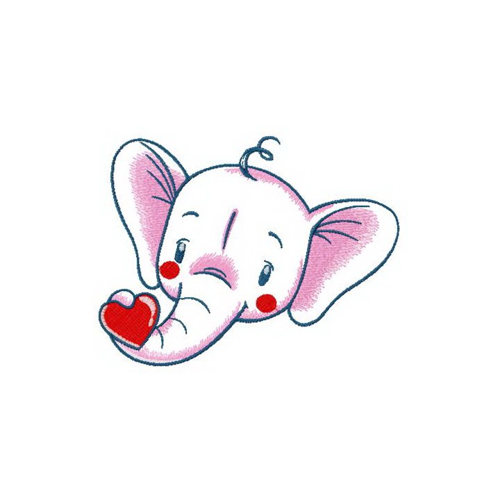 White elephant with heart embroidery design - Embroidery Design