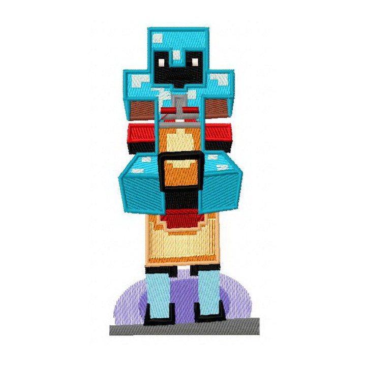 Minecraft knight embroidery design - Embroidery Design