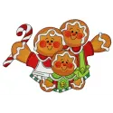 Gingerbread family 2 embroidery design featuring stitched gingerbread figures
