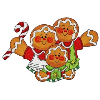 Gingerbread family 2 embroidery design - Embroidery Design