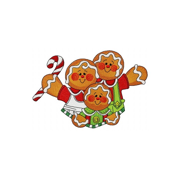 Gingerbread family 2 embroidery design - Embroidery Design