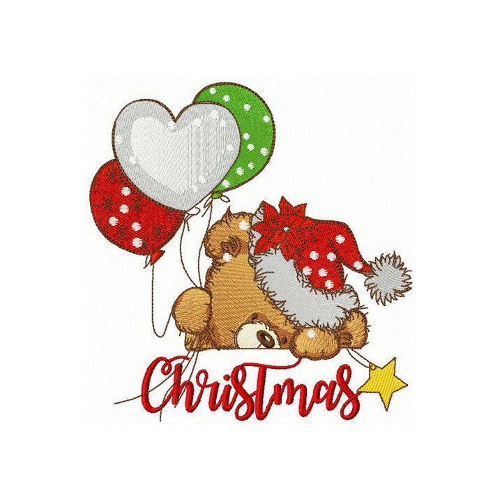 Christmas bear embroidery design - Embroidery Design