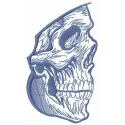 Dead face embroidery design featuring skull motif with detailed stitching pattern