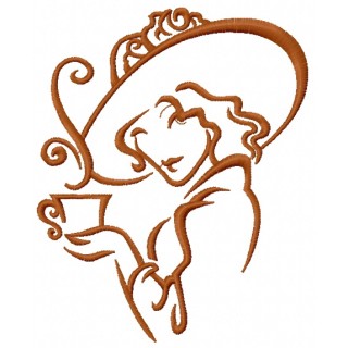 Lady's coffee break 8 embroidery design - Embroidery Design