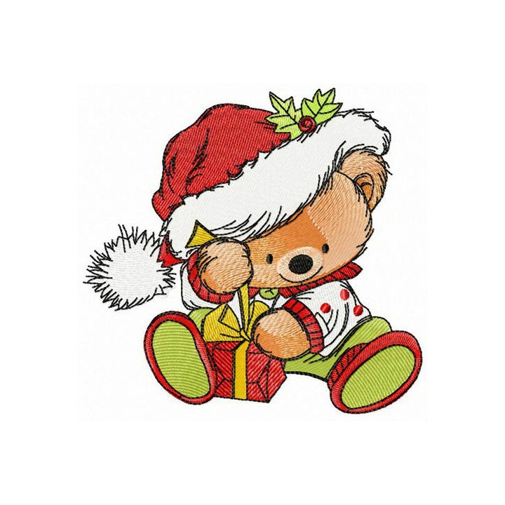 Santa's gift for teddy bear embroidery design - Embroidery Design