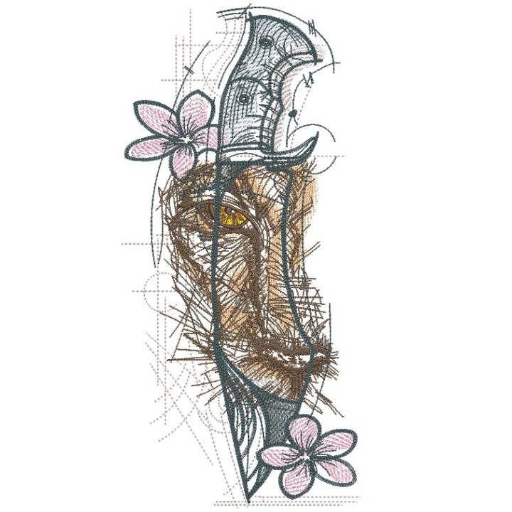 Knife lion embroidery design - Embroidery Design