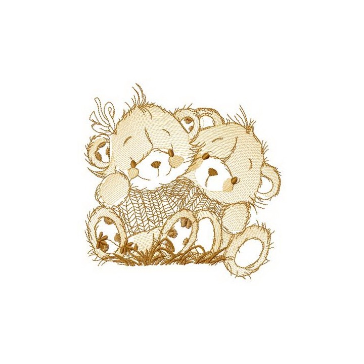 Bears on meadow embroidery design - Embroidery Design