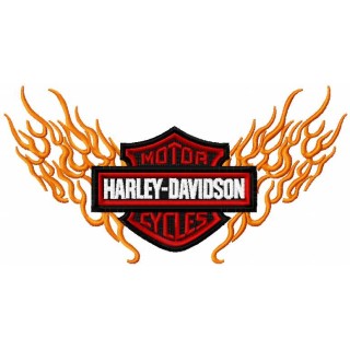 Harley Davidson flamed logo embroidery design - Embroidery Design