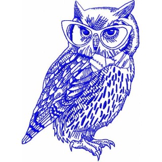 Clever owl in glasses embroidery design - Embroidery Design
