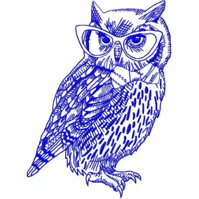 Clever owl wearing glasses embroidery design preview