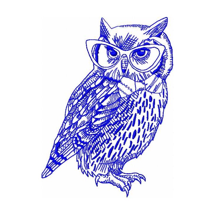 Clever owl in glasses embroidery design - Embroidery Design