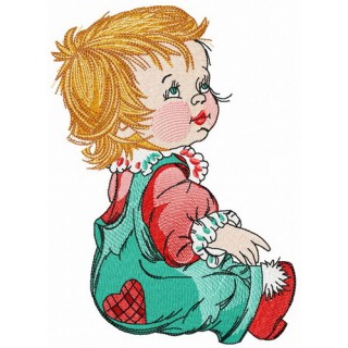 Adorable small girl embroidery design - Embroidery Design