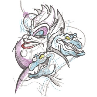 Ursula with snakes embroidery design - Embroidery Design