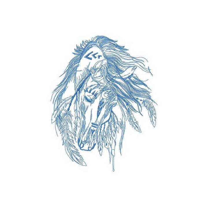Indian's horse sleeping embroidery design - Embroidery Design