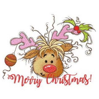 Merry Christmas fawn embroidery design - Embroidery Design