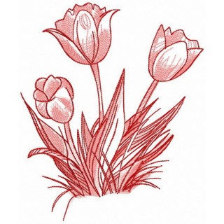 Tulips in blossom embroidery design - Embroidery Design
