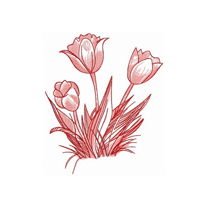 Tulips in blossom embroidery design - Embroidery Design