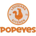 Popeyes Logo embroidery design featuring the iconic chicken brand logo on a white background.