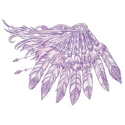 Feather decoration embroidery design preview showing detailed stitching pattern