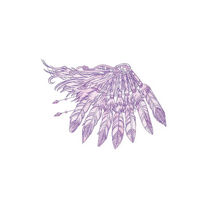 Feather decoration embroidery design preview showing detailed stitching pattern