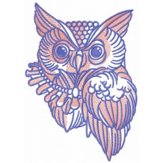 Owl with necklace embroidery design - Embroidery Design