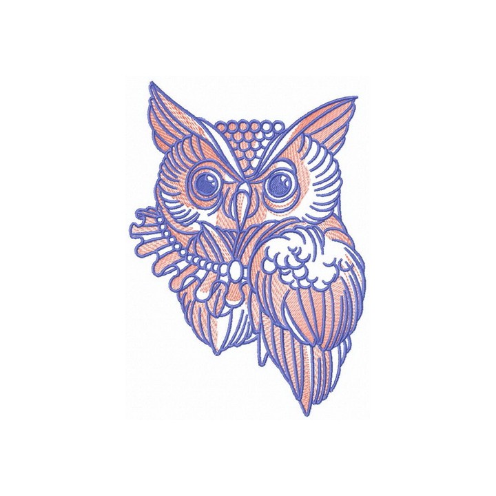 Owl with necklace embroidery design - Embroidery Design