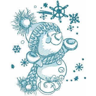 Happy snowman sketch embroidery design - Embroidery Design