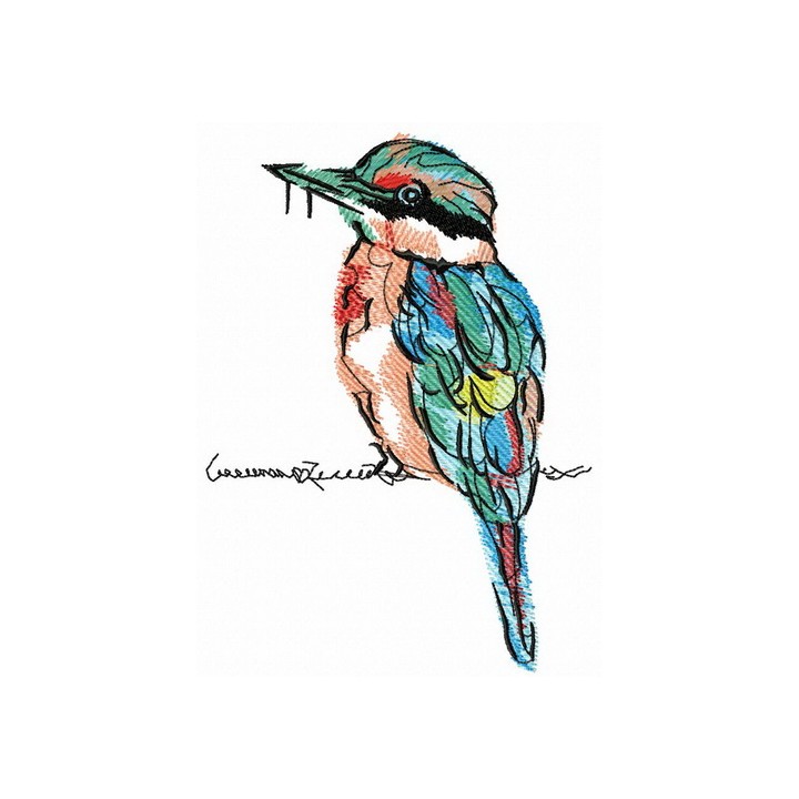 Shrike on wire embroidery design - Embroidery Design
