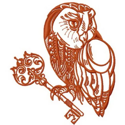 Key Keeper 3 embroidery design featuring an owl motif for stitching