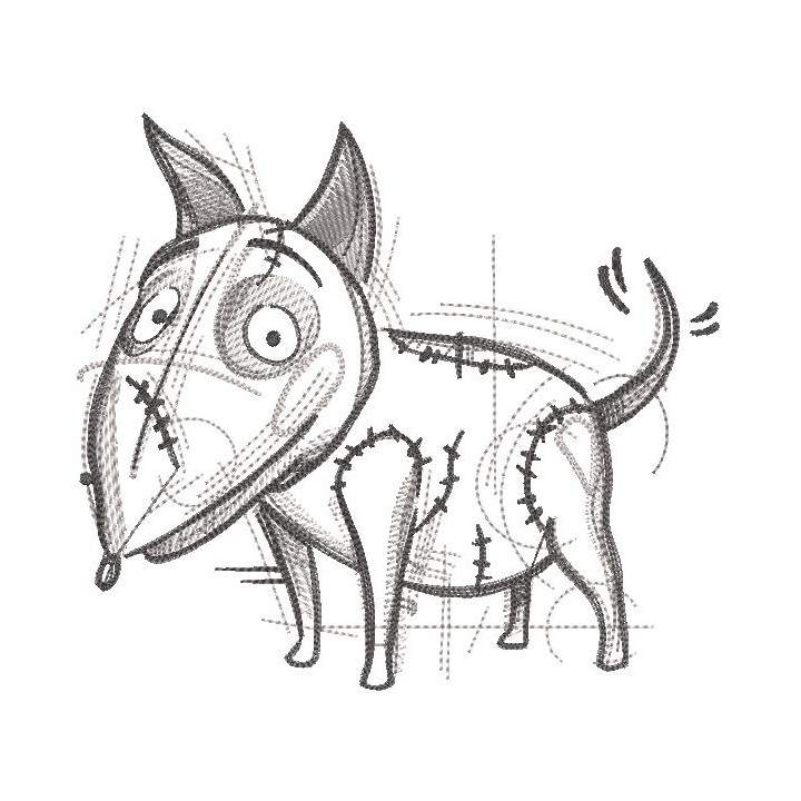 Frankenweenie sketch embroidery design - Embroidery Design